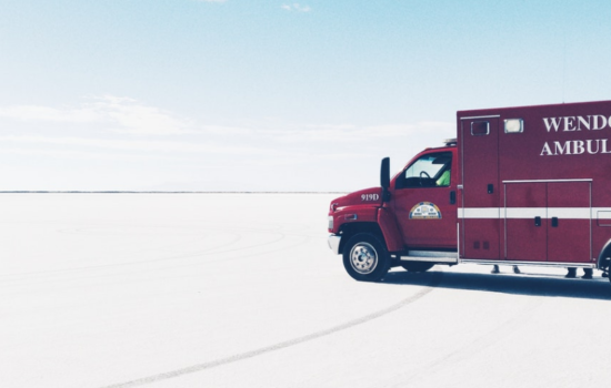 ambulance standing in desert